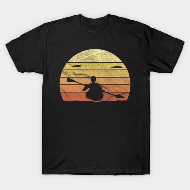 Kayak Sunset River Retro Look Vintage Gift Idea T-Shirt by JeZeDe